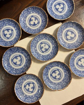 Set 9 Piattini Ceramica Blu Vintage