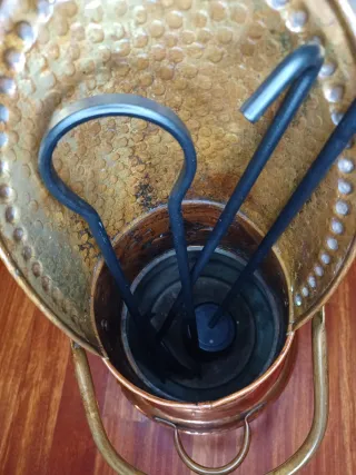 Antiguo cubo de Carbón Belga + Set de Chimenea