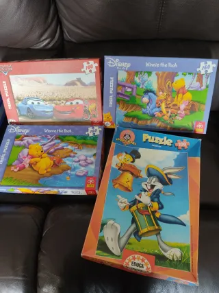 Lote Puzzles Disney Cars, Winnie Pooh, Looney Tune