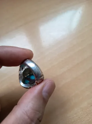 Anillo Plata Turquesa Azul y Granates original