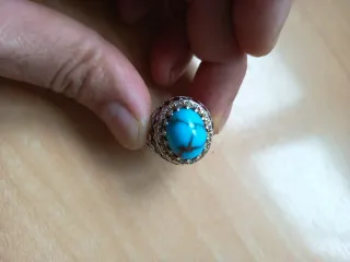 Anillo Plata Turquesa Azul y Granates original