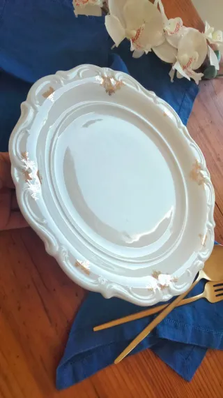 Piatto decorato oro e bianco