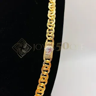 CADENA TIPO CARTIER MEDUSA BICOLOR, Hueca. Oro 18k