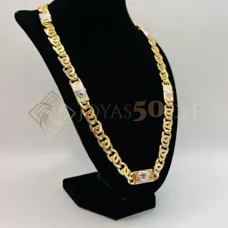 CADENA TIPO CARTIER MEDUSA BICOLOR, Hueca. Oro 18k