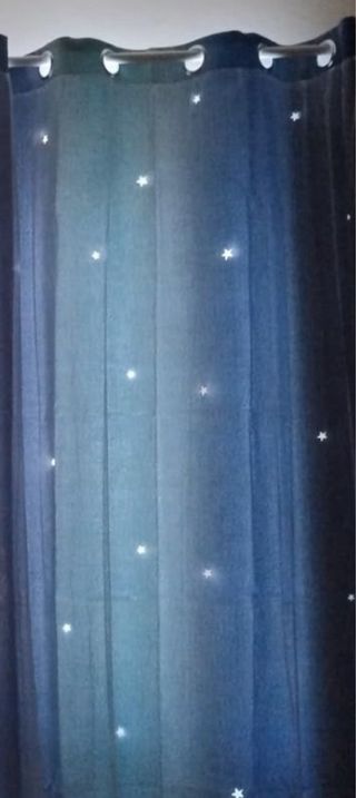 Cortina 135x180 cm blu opaca con stelle