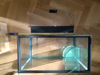 Pecera de cristal negra y transparente con tapa