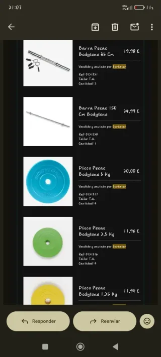 Set de pesas Bodytone