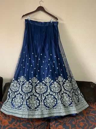 Vestido Hindú Sari Azul Plateado