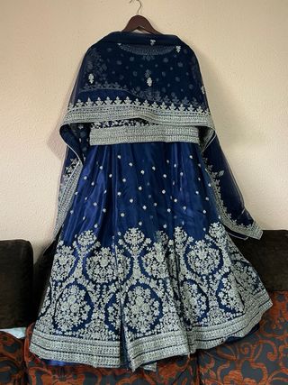 Vestido Hindú Sari Azul Plateado