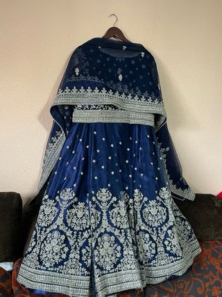 Vestido Hindú Sari Azul Plateado