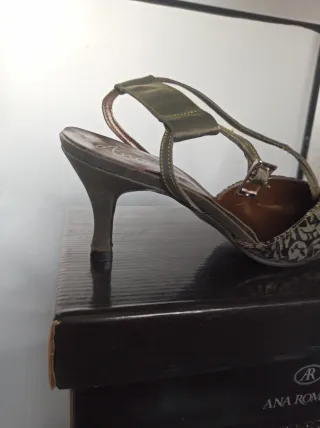 Sandalia Le Ronnan Negra y Dorada