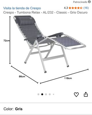 Silla Hamaca Campista Negra y Plateada