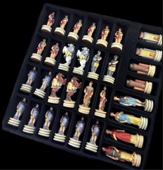 Set Scacchi Romani vs Greci dipinti a mano