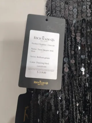 Falda Rochas lentejuelas negra Talla M