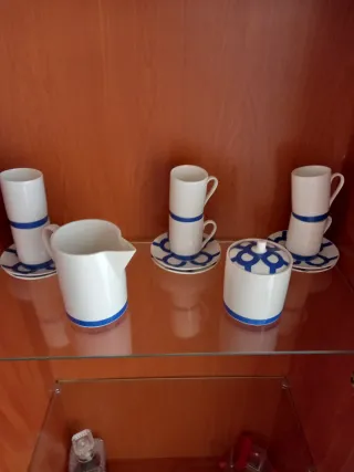 Juego de café porcelana azul y blanco