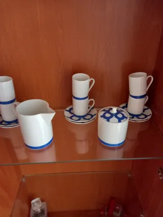 Juego de café porcelana azul y blanco