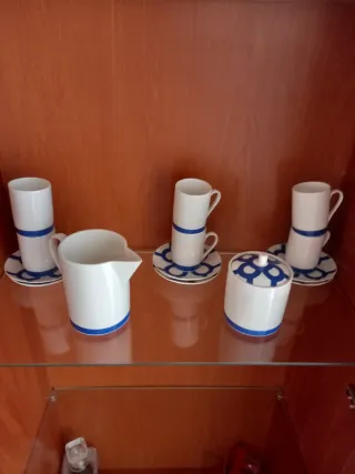 Juego de café porcelana azul y blanco