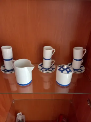 Juego de café porcelana azul y blanco
