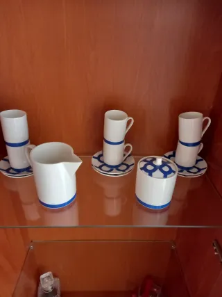 Juego de café porcelana azul y blanco
