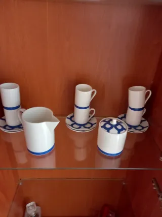 Juego de café porcelana azul y blanco