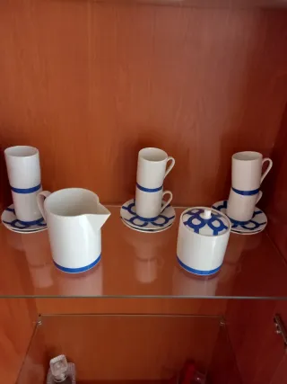 Juego de café porcelana azul y blanco
