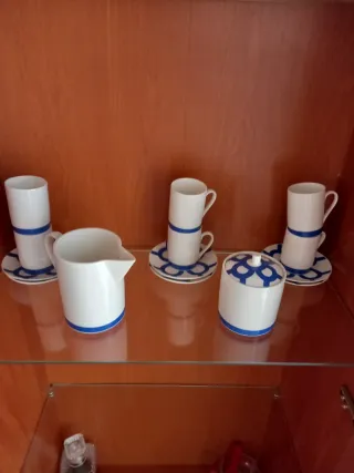 Juego de café porcelana azul y blanco