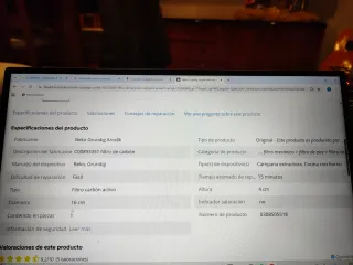 2 Filtro carbón activo C00893351 campana BEKO