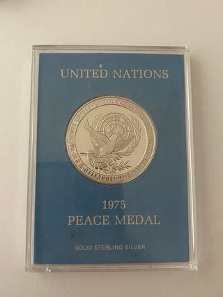 Medalla Paz Naciones Unidas 1975 Franklin Mint