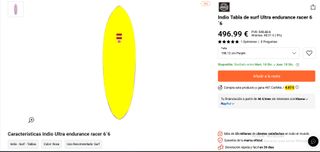 Tabla de surf Indio 6'6 44.5L NUEVA