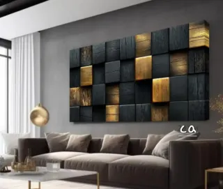 Stampa su tela effetto legno nero e oro