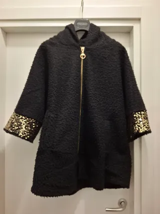 Cappotto donna con paillettes oro