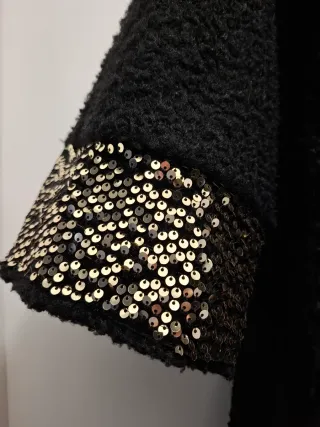 Cappotto donna con paillettes oro