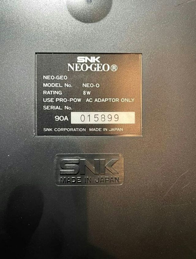 Neo Geo AES Retail Serial Number 015899