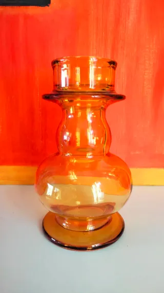 Vaso in vetro ambra vintage anni 70