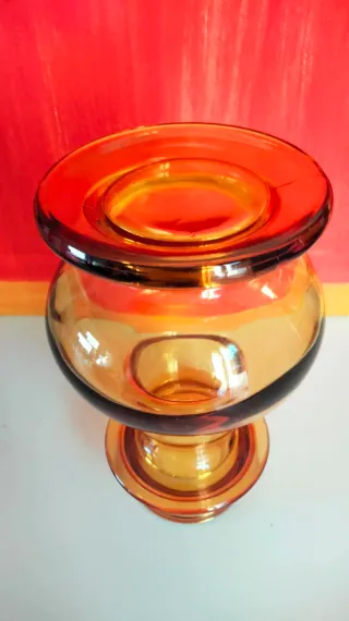 Vaso in vetro ambra vintage anni 70