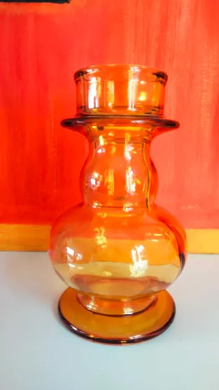 Vaso in vetro ambra vintage anni 70