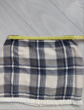 Talla S - Minifalda cuadros azul marino y crema