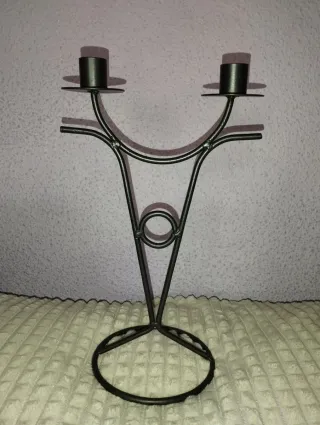 Portacandele in metallo nero per 2 candele