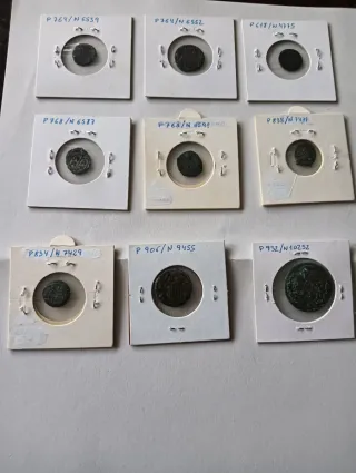 Lote 9 monedas antiguas cobre