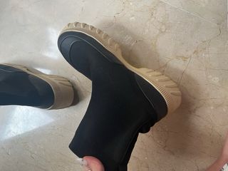 Botas calcetín plataforma beige y negro