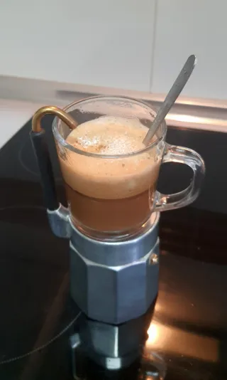 ✅️Cafetera Italiana antigua OMG de Aluminio Latón.