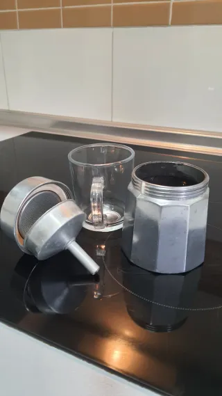 ✅️Cafetera Italiana antigua OMG de Aluminio Latón.