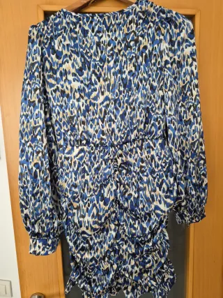 Vestido estampado azul y multicolor