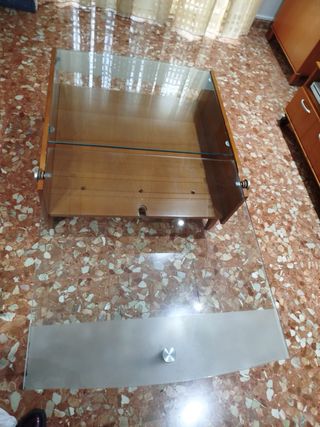 Mesa centro madera y cristal super precio