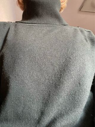 Jersey cuello alto mujer verde oscuro