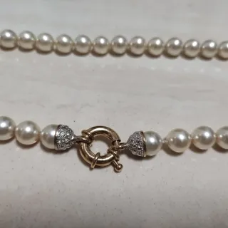 Collar Perlas de Mallorca Dorado Blanco