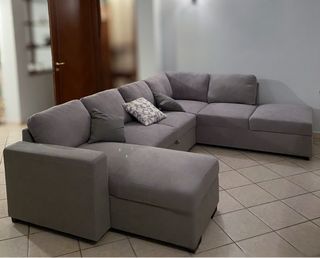 Divano angolare grigio 3m con penisole