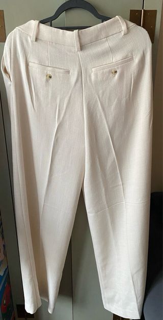 Pantalón poliéster beige talla 36