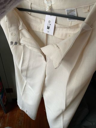 Pantalón poliéster beige talla 36