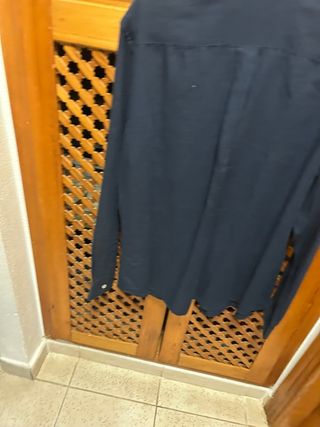 Camisa Lino Azul Marino Mango Talla M